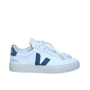 Veja Shoes Womens Size 7 Campo Sneaker White Leather Blue Suede Low Top